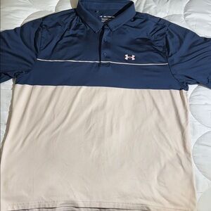 Under Armour Men's Navy and pale pink Polo Shirt